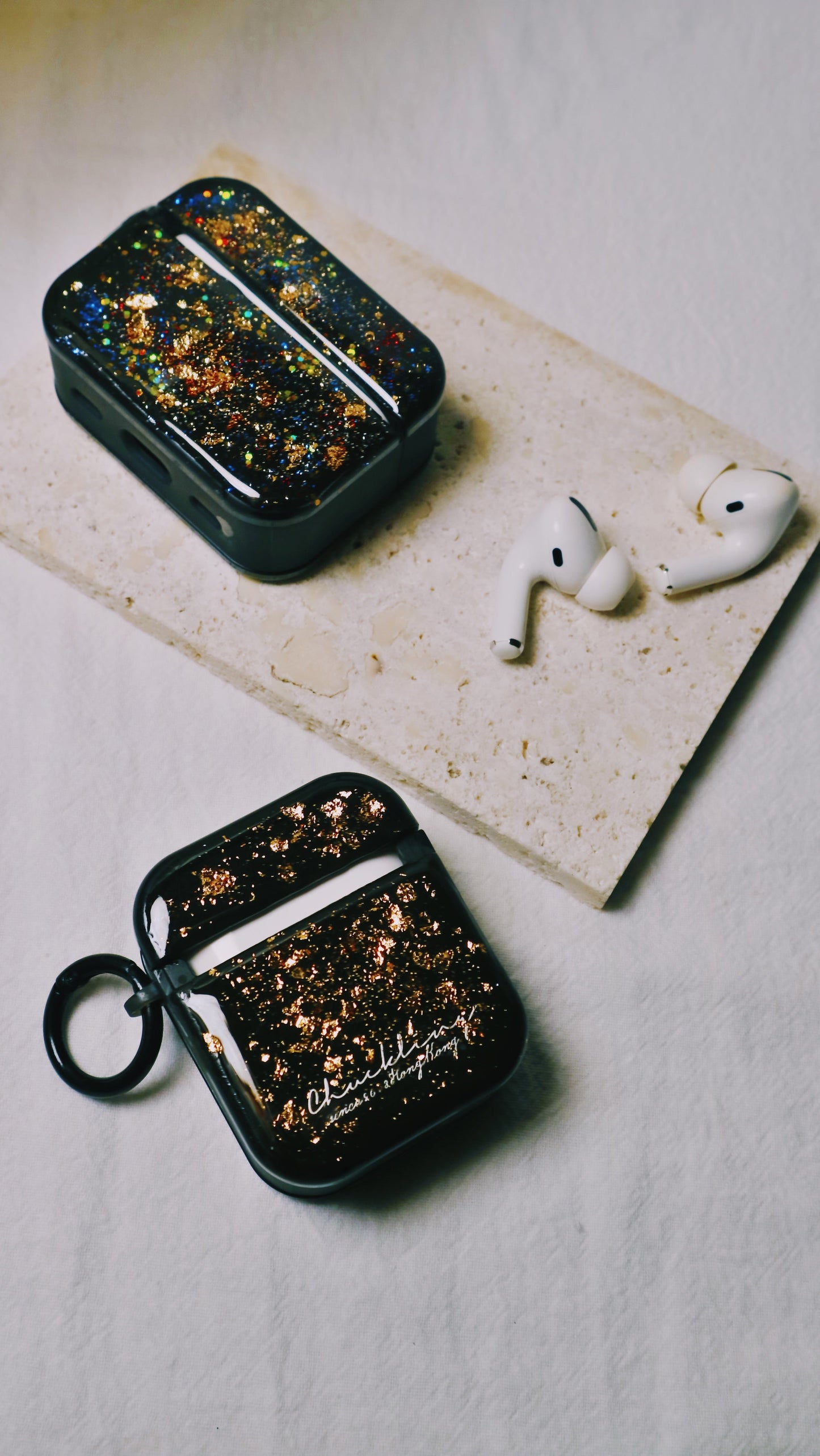 復古金箔系列|Black Champagne Gold|手作AirPods Case (Pre-Order)